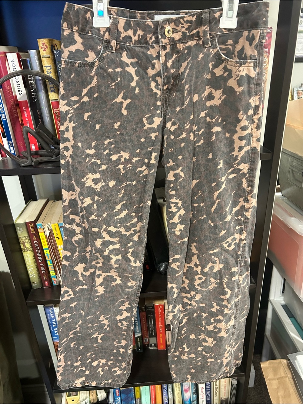 Girl’s Abercrombie Printed Wide-Leg Jeans — Tan & Black